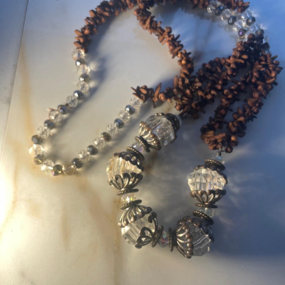 Handcrafted boho bohemian necklace made with  Beads and Clove seeds